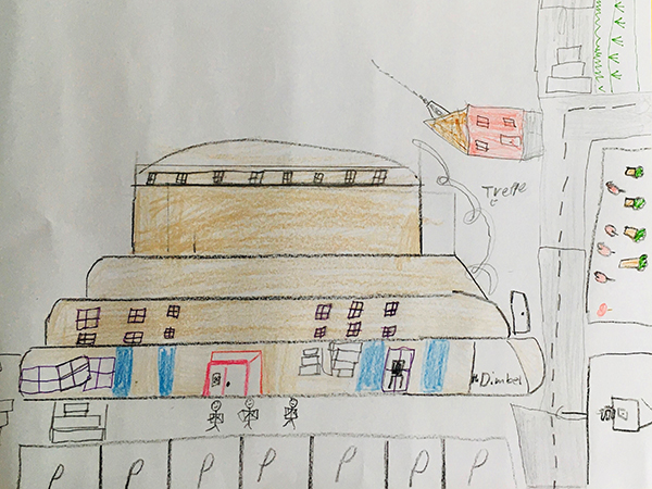 Gemaltes Kinderbild mit der Grundschule Emskirchen.