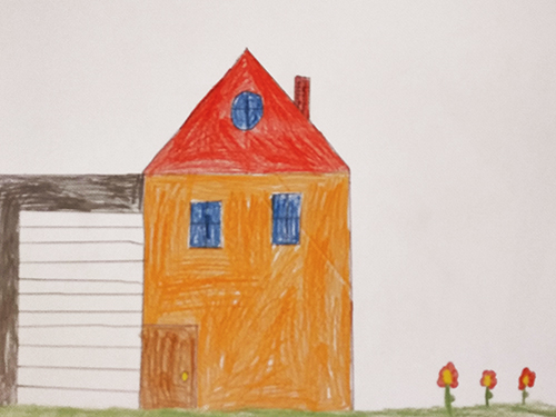 Gemaltes Kinderbild mit Haus