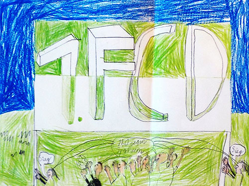 Gemaltes Kinderbild mit Schriftzug 1. FCD