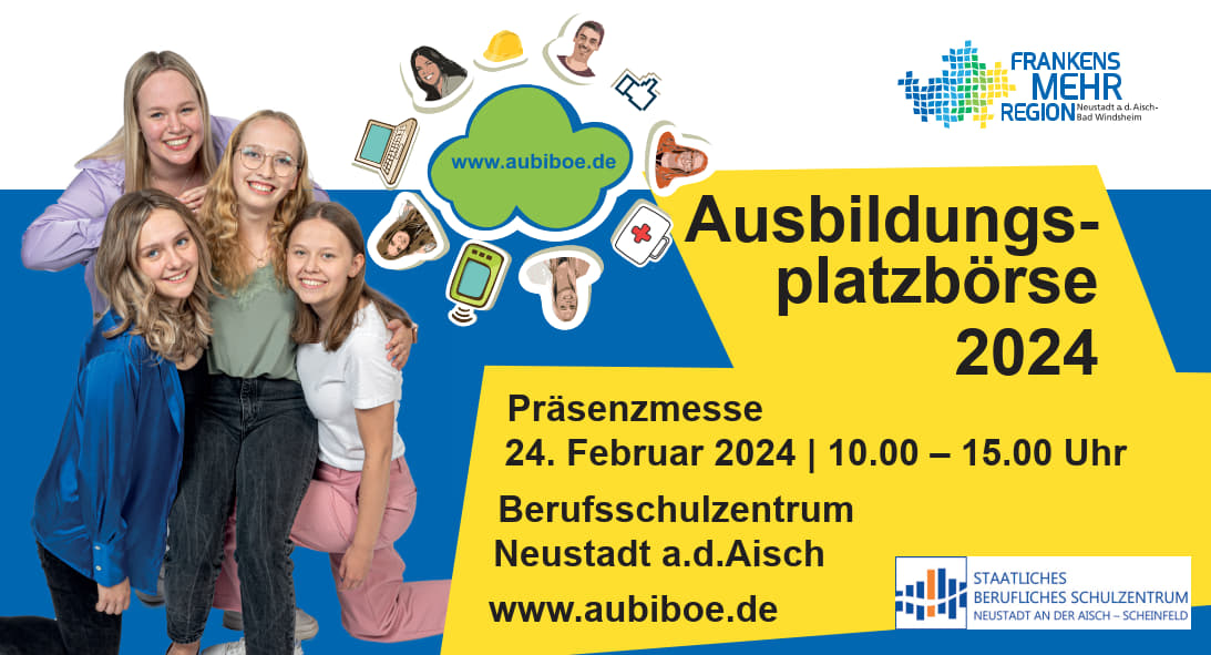 Ausbildungsplatzbörse am 24. Februar 2024 "Plakat" für Ausbildungsplatzbörse mit Termin und Datum (s. Text)
