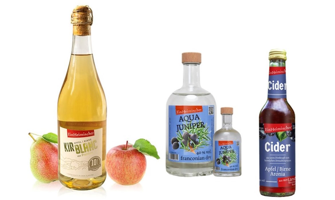 Verschiedene Flaschen mit Produkten des EinHeimischen
