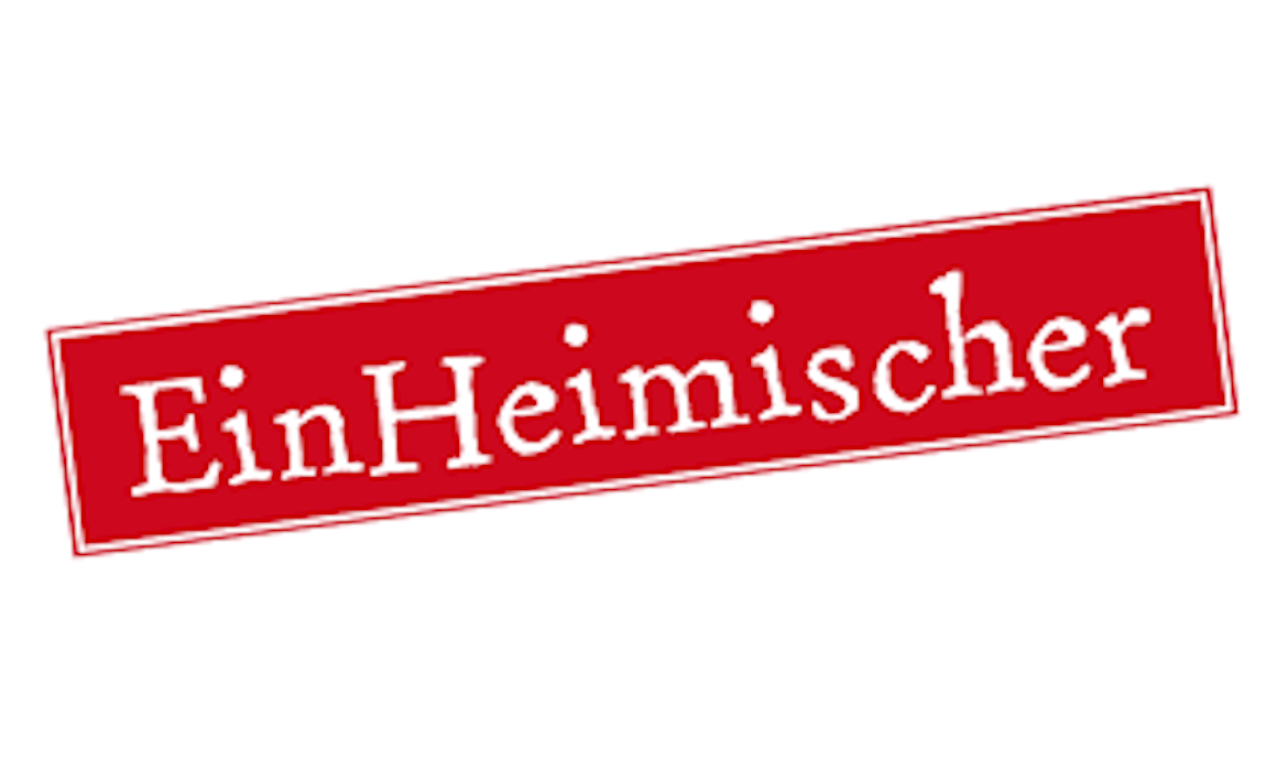 Logo EinHeimischer Einheimischer in weißer Schrift auf rotem Hintergrund